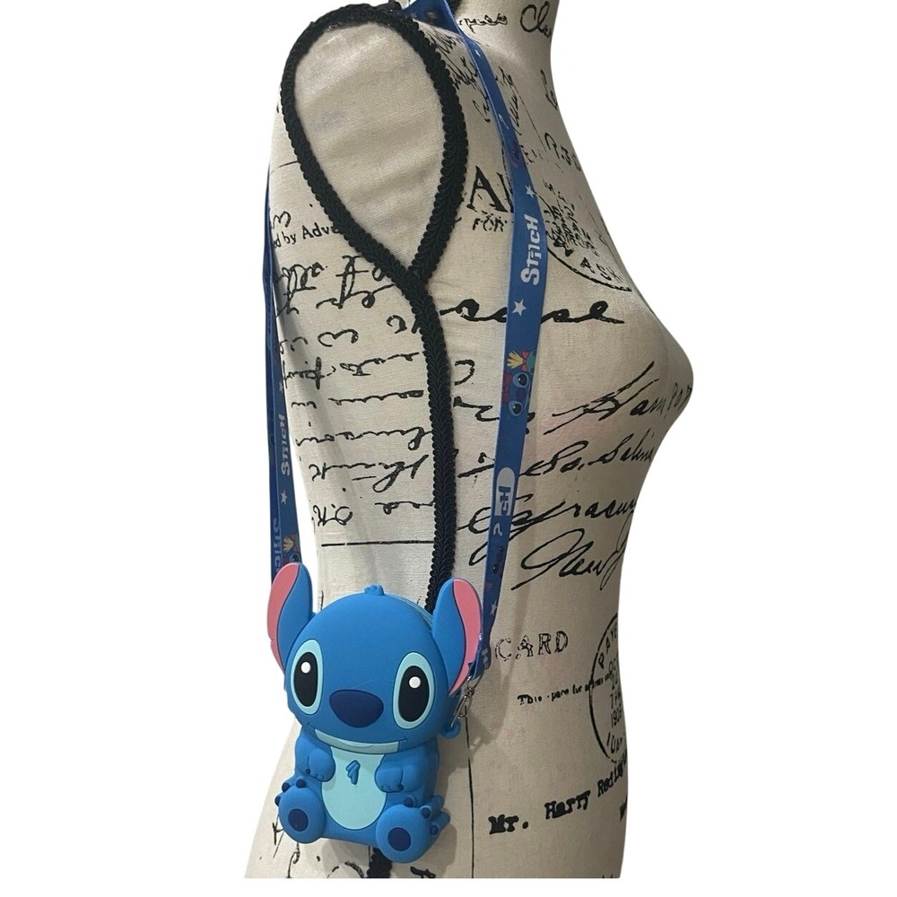 Disney Lilo & Stitch Blue Silicone 3D Character Crossbody Bag with Lanyard Strap